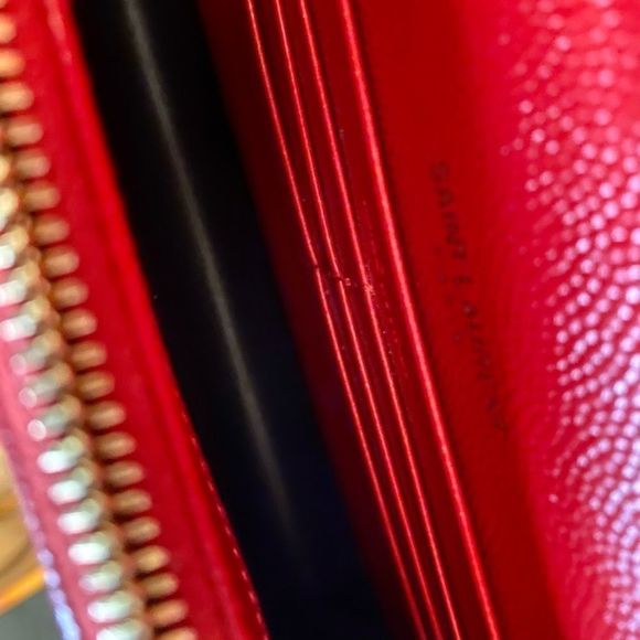 AUTHENTIC YSL Yves Saint Laurent Red Wallet on a Chain with gold hardware - Picture 8 of 9